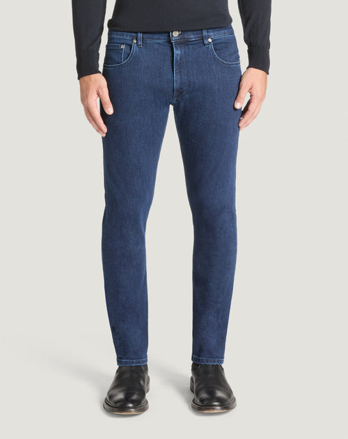 CA502N - Soft Stretch dark indigo wash Denim (Made in Italy)