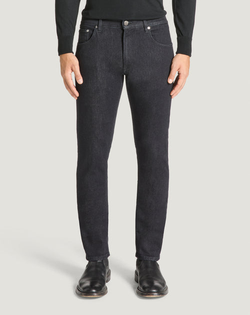CA471N - Soft Stretch grey-black wash Denim (Made in Italy)